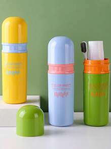 1pc Portable Travel Toothbrush Set With Cover, Rinse Cup, Toothpaste And Toothbrush Storage Box, Includes Toothbrush Holder, Toothpaste Container, Travel Essentials Storage Box, Suitable For Beach, Travel, Business, Camping, Everyday Use - Multicolor - View 1