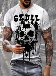 Playera Hombre Halloween Películas De Terror Camiseta Moda - Blanco - Ver 1