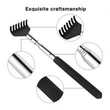 1pc Portable Extendable Back Scratcher, Metal Stainless Steel Extendable Back Scraper, Scrapping & Massaging Tool Suitable For Adults, Elders, Pets, Gift Giving