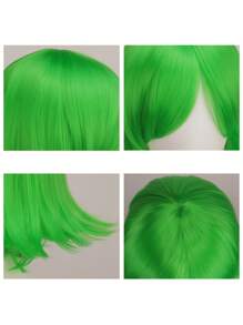 厌恶绿色鲍勃假发女孩蓝色动漫假发女士耐热合成角色扮演服装派对假发 - 薄荷綠 - 查看 7