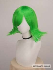 厌恶绿色鲍勃假发女孩蓝色动漫假发女士耐热合成角色扮演服装派对假发 - 薄荷綠 - 查看 2