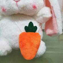 Adorable White Rabbit Plush Toy - Long - Eared Rabbit With Removable Radish - Multicolor - View 2
