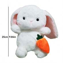 Adorable White Rabbit Plush Toy - Long - Eared Rabbit With Removable Radish - Multicolor - View 4