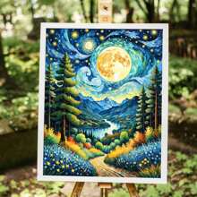 1 件无框多色丙烯数字绘画套装，16x20 英寸/40x50 厘米，带颜料和画笔，适合初学者和成人的简单 DIY 艺术品，是家居装饰和缓解压力的最佳礼物 - 綠色 - 查看 2
