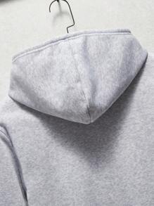 Custom Graphic Print Pocket Decorated Long Sleeve Hooded Funny Sweatshirt For Plus Size Men