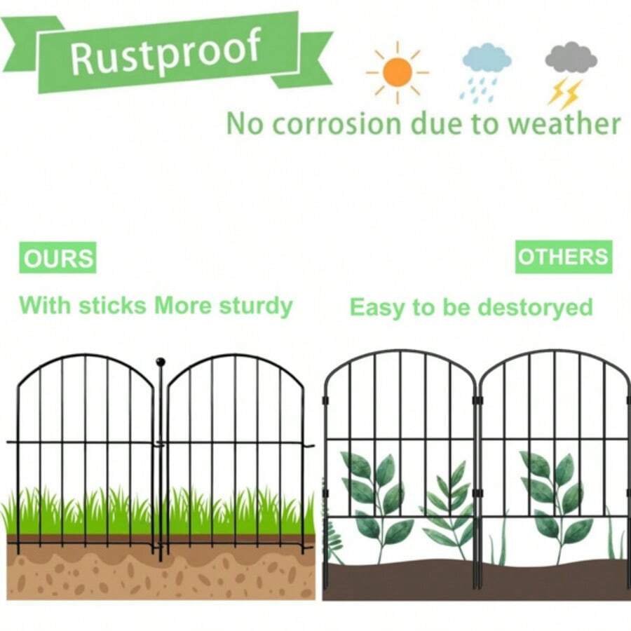 Decorative Garden Fence 10 Panels, 17 (H) X 13 Inch (L) Rustproof Metal