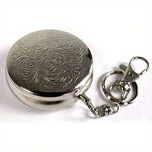 1pc Smart DealsPro Stainless Steel Portable Pocket Circular Ashtray Key Chain With Cigarette Snuffer - Silver - View 4
