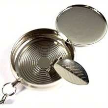 1pc Smart DealsPro Stainless Steel Portable Pocket Circular Ashtray Key Chain With Cigarette Snuffer - Silver - View 6