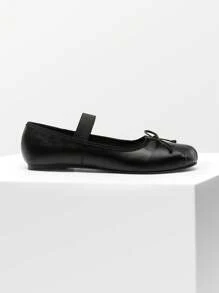 Women's Ballet Flats Bowknot Round Toe Mary Jane Elastic Band Fashion Lightweight Soft Sole Commuting Dancing Autumn And Winter Party Wedding Shoes Valentines