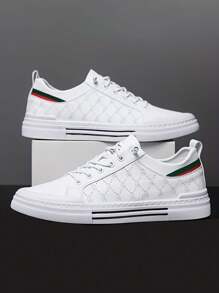 Comfy Non-Slip Skate Shoes For Men's Outdoor Activities - Solid Casual Sneakers - White - View 4