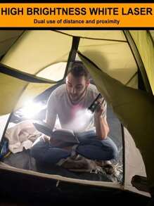 1 件 LED 户外伸缩聚焦强力手电筒，便携式手持，带变焦的超亮手电筒，USB Type-C 快速充电，防水灯笼电筒，内置 18650 电池，IPX7 防水，实时电池显示，多种模式，户外露营远足必备，日常通勤照明工具，圣诞节、万圣节、节日灯饰装饰必需品 - 多功能手電筒 - 查看 5