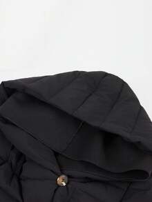 Áo khoác chần bông hai lớp bằng vải dệt ZIAI dành cho nữ, có thắt lưng, áo khoác dày, dáng dài, có mũ trùm đầu, quần áo mùa đông cho nữ, hợp thời trang khi đi nghỉ - màu đen - Xem 9