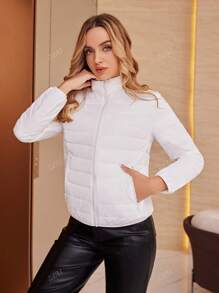 ZIAI Winter Women's Solid Color Stand Collar Lightweight Padded Coat
