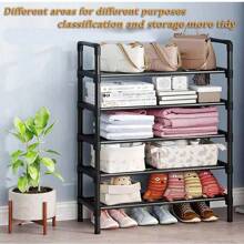 8 ripiani portascarpe, scaffale di stoccaggio in tubi metallici, portascarpe multifunzionale, facile da montare, porta scarpe per corridoio, camera da letto, ingresso, soggiorno, forniture per l'organizzazione e lo stoccaggio domestico, organizer per scarpe in tessuto, requisiti per la casa accogliente