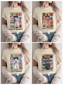 Customized Women T-Shirt - Add Your Own Text And Image (Family Photos/Selfies/Pet Photos/Friend Photos) To Design Your Personalized Printed T-Shirt. Photos Of Babies/Couples/Family/Pets, Family Member Customization, Customized Women T-Shirt - Custom Comfortable Pet T-Shirt, Personalized Pet Shirts, Women T-Shirt - Cute Pet Photos, Pet Photo Printing, Customized Printing - Apricot - View 2