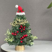 1pc Red Berry Christmas Tree Desktop Decoration, Golden Gifts Without Lights Birthday Home Decor Christmas Decorations Room Decor - Green - View 7