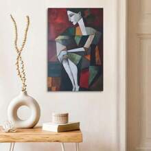 1PC With Frame Three-Dimensional Geometric Abstract Figure Artwork Canvas, Suitable For Home And Office Wall Decoration Canvas Painting, Suitable For Bedroom Living Room Studio Dressing Room Hotel Bar Study Apartment Dormitory Can Also Be Used As A Holiday Gift - Nhiều màu - Xem 4