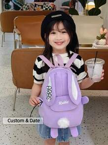 Customizable Name Embroidery Craftsmanship Personalized Children's Backpack New Fashionable And Casual Girls' Kindergarten Travel Small Backpack Cartoon Cute Little Rabbit Backpackback To School Winter Gift Ideas - Multicolor - View 7