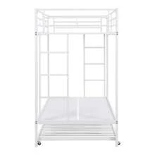 okwish Letto a castello Okwish 90x200cm con letto estraibile 90x190cm e rete a doghe, letto a soppalco con protezione anticaduta (tre letti in metallo), letto con struttura in ferro e rete a doghe per bambini, bianco/nero