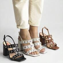 Cris Metal Block Heel Sandal - 白色 - 查看 6