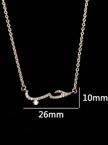 1件装奢华阿拉伯风格“爱”字锆石吊坠项链，迷人女士吊坠，不锈钢链，婚礼情侣首饰，爱情礼物 - 金黃色 - 查看 9