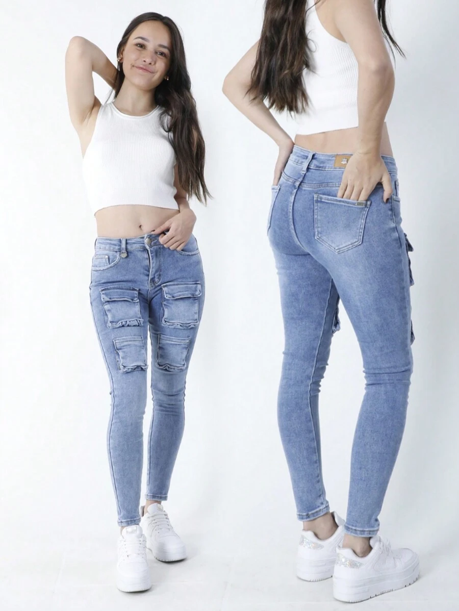 Women's Cargo Jeans, Women's Cargo Pants. Style And Comfort In A Single Design - HM906 - 查看 1