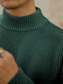 Pulover bărbătesc vintage casual cu guler înalt