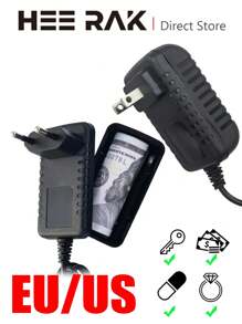 HEE RAK 1 PC Fake EU/US Charger Plug Hidden Cash Box Secret Safe Box For Jewelry Key Pill Cash Hidden Creative Container For Women Home Travel Privacy Prevent Robbers/Thieves Hiding Cash Box, Storage Cash, Cards, Keys, USB, Rings, Coins, Pills - Black - View 3