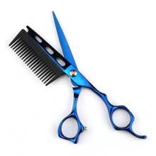 Customize NAME Professional JP440c Steel 6 '' Blue 2 In 1 Cut Hair Scissors With Comb Haircut Barber Tools Hair Cutting Shears Hairdresser Scissors
