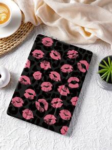 1 件豹纹和唇形图案扁平保护壳，兼容 iPad 10.2 英寸、兼容 iPad Pro 11 2021/2020/10 代、兼容 iPad Mini 4/5/6、兼容三星 Galaxy Tab A8 10.5 英寸 2022、Matepad 10.4/Tab、带铅笔槽、防震、平板电脑支架、支持自动睡眠/唤醒 - 彩色 - 查看 2