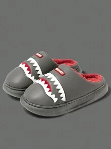 Autumn/Winter New Plush Thermal Slippers For Men, Indoor Home Thick Bottom Warm Couple Thermal Slippers - Grey - View 3