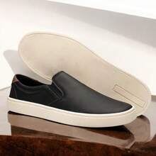 Men's Casual Sneakers Comfortable Elastic Adjustable Timeless Skater Fashion - Black - View 4