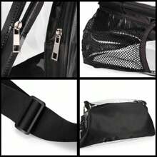 1 PIEZA Bolsa cruzada transparente, bolsa transparente aprobada para estadio, mochila transversal de hombro transparente, mochila casual diaria - Negro - Ver 7