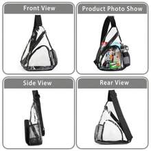 1 PIEZA Bolsa cruzada transparente, bolsa transparente aprobada para estadio, mochila transversal de hombro transparente, mochila casual diaria - Negro - Ver 6