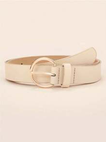 1pc Women's Simple Casual Round Buckle Solid PU Leather Belt, Multiple Colors Available Summer, School Fall, Autumn, Halloween - Casual Belts - View 12