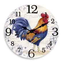 8 Styles Vintage Modern Farmhouse Rooster Wall Clock, Quartz Silent Wooden Clock For Living Room Bedroom Dining Room Office Outdoor Home Decor, Spring Gift 10inch 12inch 14inch 16inch (No Batteries) - Multicolor - View 23