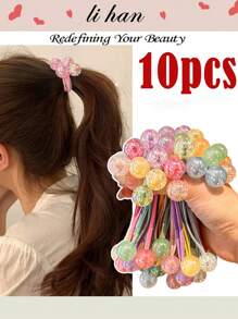 1/10 件/套 AB 彩色珠子可爱双头发带，多巴胺 Y2K 童话朋克风格女孩发饰，适合日常休闲装、派对、闪亮、节日礼物（颜色随机） - 彩色 - 查看 1
