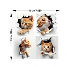 4-In-1 Cartoon Cat Stickers TPU Material Multilayer Colorful Composite Printing, Suitable For Car, Motorcycle, Helmet, Home Window, Laptop, Cute Animation