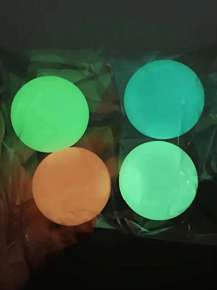 1pc Random Luminous Air Squeeze Ball, Suction Ceiling Sticky Ball, Wall Adsorption Stress Relief Bouncy Ball, Air Sticky Target Ball Pressure Relief Toy - Multicolor - View 1