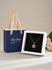 1 件装豪华礼盒装旋转五瓣锆石项链女士圣诞礼物 - 藍色禮盒會轉動的五瓣花項鍊 - 查看 10