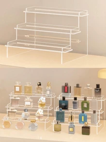 1pc Acrylic Makeup Organizer, Multi-Tier Cosmetic Storage Rack For Perfume, Skincare, Makeup Display, Reinforced Sturdy Stepped Shelf For Living Room, Bathroom, Bedroom, Home Decor