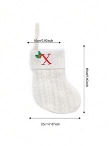 1 pièce Bas de Noël tricoté avec lettres, rouge, blanc et vert 3 couleurs, comprend 26 lettres anglaises. Peut être utilisé comme décoration de fête à la maison, ornement à accrocher au sapin de Noël ou au chevet, petit cadeau pour fête des fêtes, décoration d'Halloween - Multicolore - Voir 66