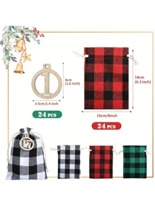 Calendario de Adviento rellenable, 24 calendarios navideños rellenables, calendario de Adviento grande de 10 x 14 cm, rellenable, calendario de Adviento 2024 - Marca de madera roja gris azul E-24 - Ver 5