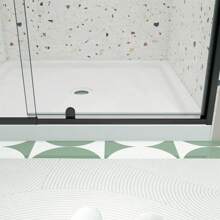 38-42" W X 71" H Pivot Shower Door, Glass Shower Door With 1/4" (6mm) Clear SGCC Tempered Glass, Matte Black Finish Shower Doors, Reversible Installation - Matte Black - View 4