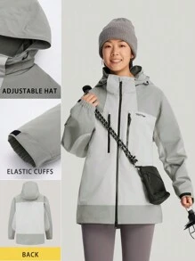 TECTOP 女士秋冬户外三合一外套 徒步登山保暖内衬 防刮耐磨 - 灰色 - 查看 2