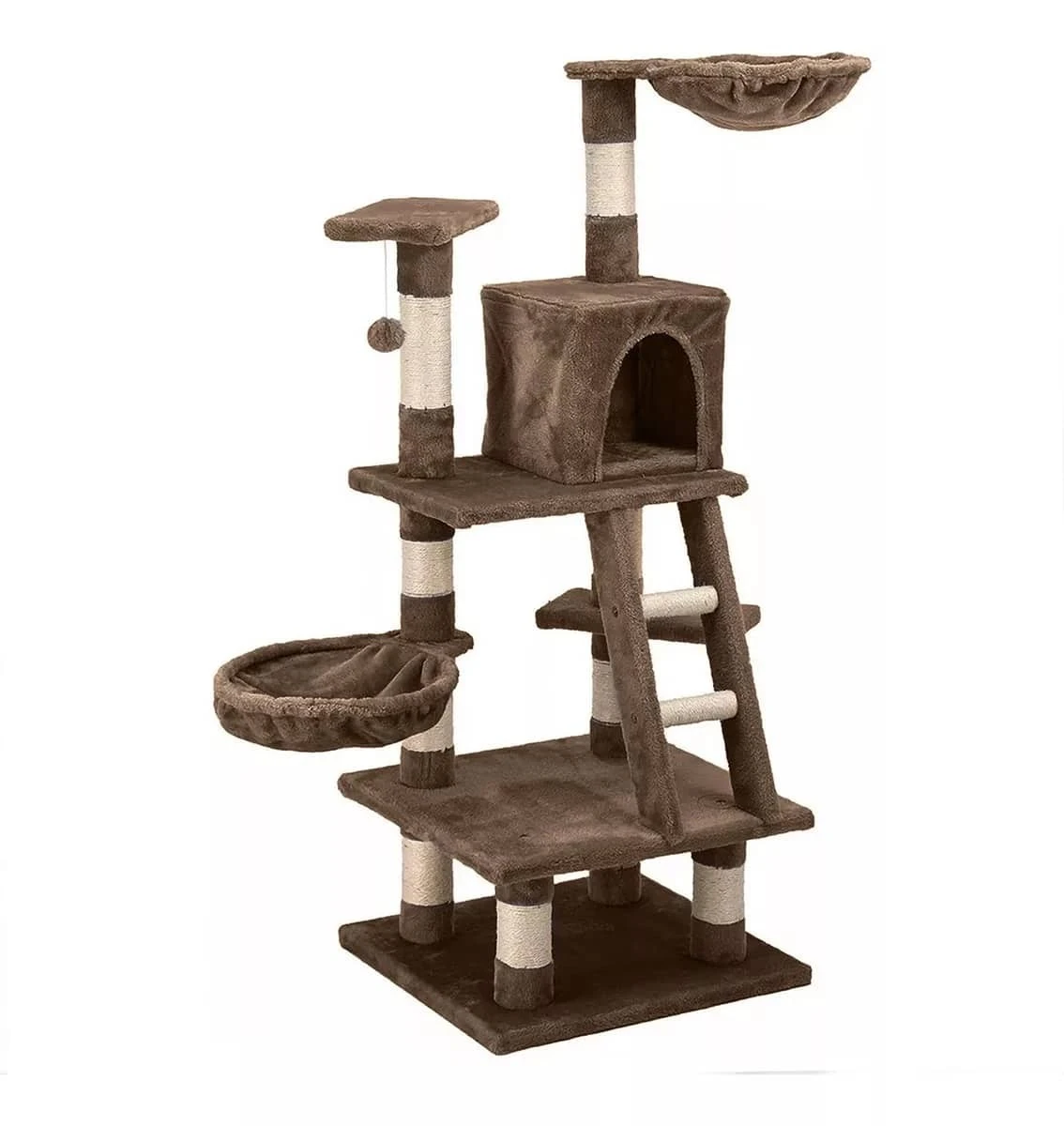 Mueble Rascador Para Gatos Con Casa Escondite Escalera Hamaca Juguete