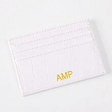 Ví da PU mỏng họa tiết cá sấu dành cho nam 1 chiếc Ví đựng thẻ tín dụng siêu mỏng có chữ lồng dành cho nữ Ví da PU cá sấu siêu mỏng có chữ cái viết tắt Quà tặng tự làm cho bạn trai, bạn gái, sinh nhật bạn bè - Nhiều màu - Xem 8