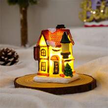 1pc Đồ trang trí Giáng sinh bằng nhựa Giáng sinh Ngôi nhà nhỏ Cảnh quan nhỏ Đồ trang trí ngôi nhà tuyết phát sáng, Giáng sinh - Nhiều màu - Xem 17