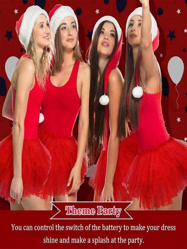 1 peça saia tutu de tule de 5 camadas, adequada para dança de balé, baile de máscaras, festa, Halloween, Natal, poliéster, disponível em cor sólida ou padrão geométrico, todas as estações