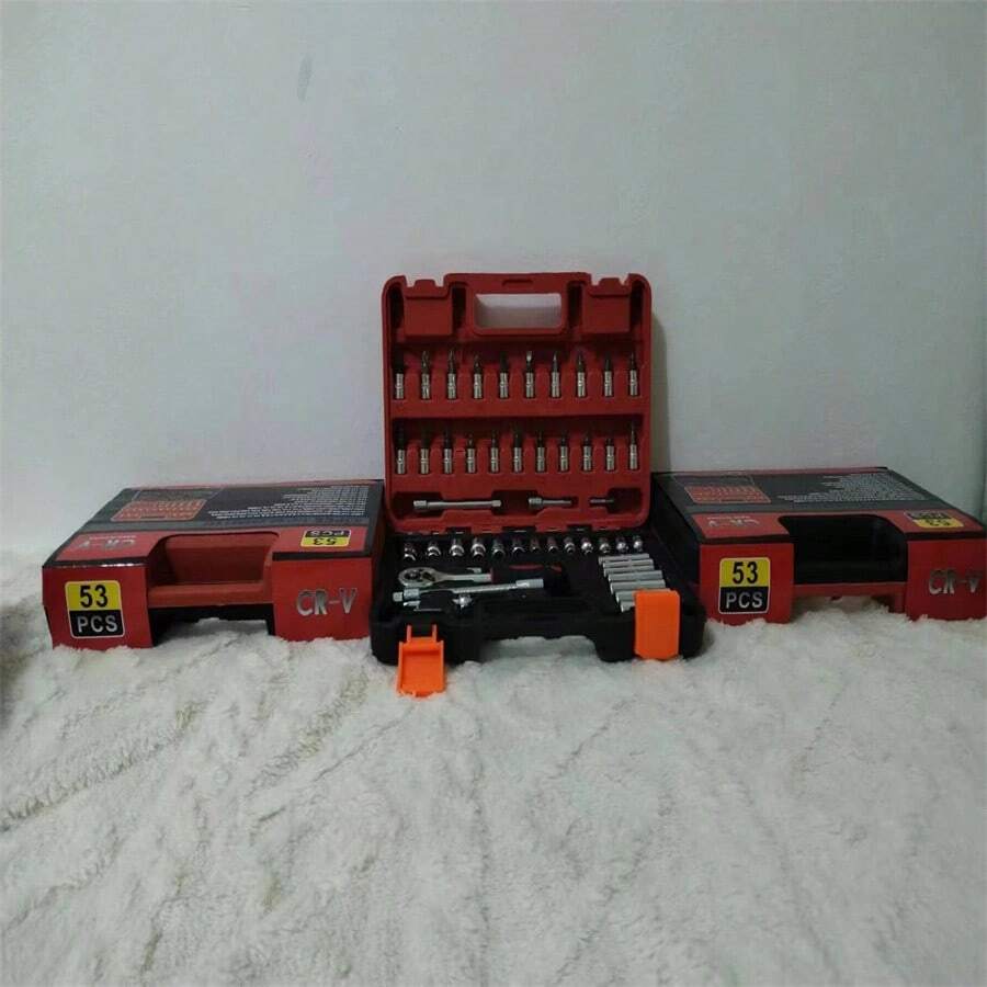 Bộ dụng cụ thủ công đa năng 53 món, thép crom vanadi, thích hợp để sửa chữa ô tô, xe máy, xe đạp, hộp kim loại bền - Nhiều màu - Xem 1